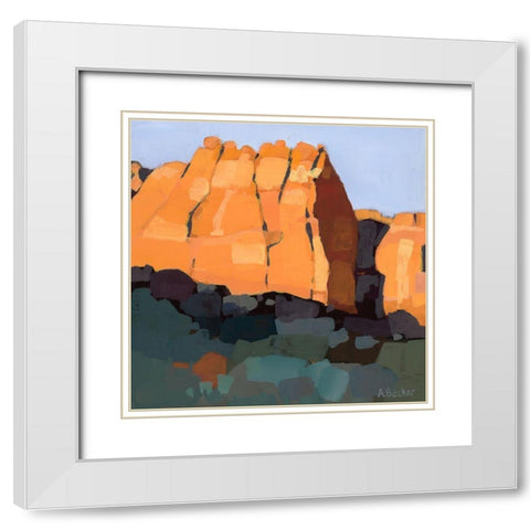 Red Rock White Modern Wood Framed Art Print with Double Matting by Becker, Anne