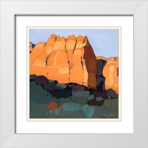 Red Rock White Modern Wood Framed Art Print with Double Matting by Becker, Anne