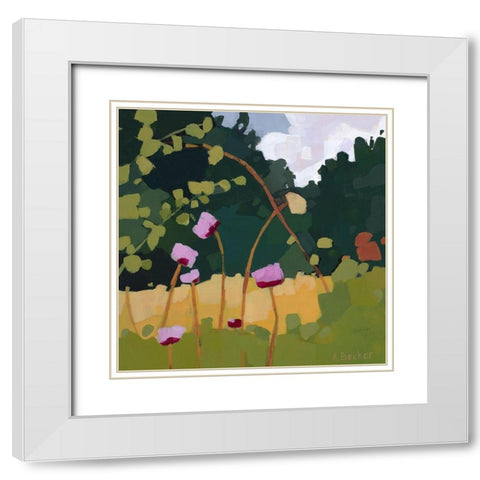 Thistles White Modern Wood Framed Art Print with Double Matting by Becker, Anne