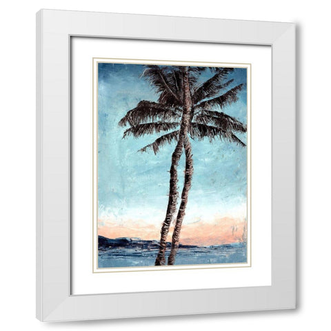 Sunset Palms White Modern Wood Framed Art Print with Double Matting by Blaise, Tiffany