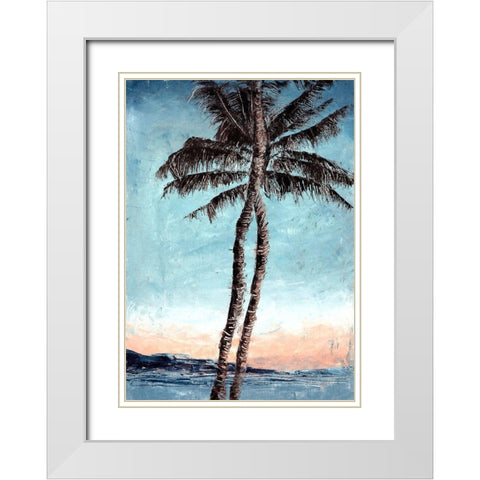 Sunset Palms White Modern Wood Framed Art Print with Double Matting by Blaise, Tiffany