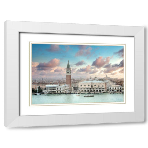 Piazza San Marco Panoramic Vista #1 White Modern Wood Framed Art Print with Double Matting by Blaustein, Alan