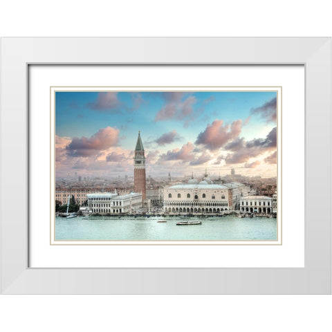 Piazza San Marco Panoramic Vista #1 White Modern Wood Framed Art Print with Double Matting by Blaustein, Alan