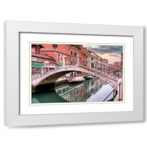Venetian Canale #17 White Modern Wood Framed Art Print with Double Matting by Blaustein, Alan