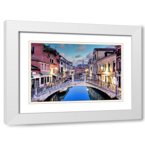 Venetian Canale #15 White Modern Wood Framed Art Print with Double Matting by Blaustein, Alan