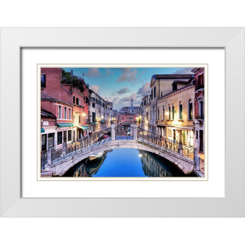 Venetian Canale #15 White Modern Wood Framed Art Print with Double Matting by Blaustein, Alan