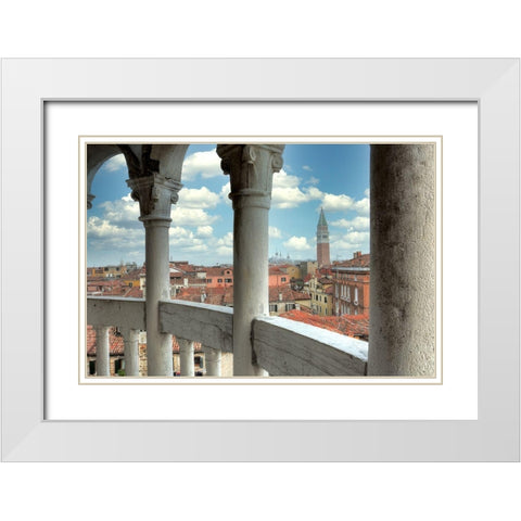 Scala Contarini del Bovolo #6 White Modern Wood Framed Art Print with Double Matting by Blaustein, Alan