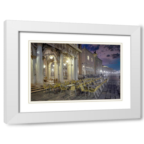 Piazza San Marco Sunrise #18 White Modern Wood Framed Art Print with Double Matting by Blaustein, Alan