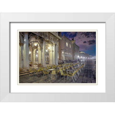 Piazza San Marco Sunrise #18 White Modern Wood Framed Art Print with Double Matting by Blaustein, Alan