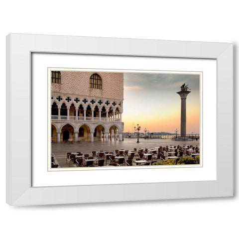 Piazza San Marco Sunrise #4 White Modern Wood Framed Art Print with Double Matting by Blaustein, Alan