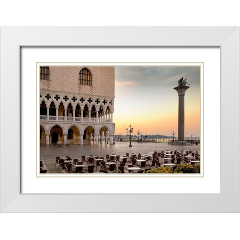 Piazza San Marco Sunrise #4 White Modern Wood Framed Art Print with Double Matting by Blaustein, Alan