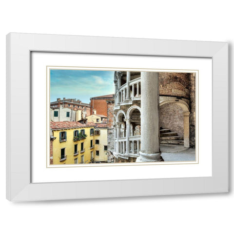 Scala del Contarini Bovolo #4 White Modern Wood Framed Art Print with Double Matting by Blaustein, Alan
