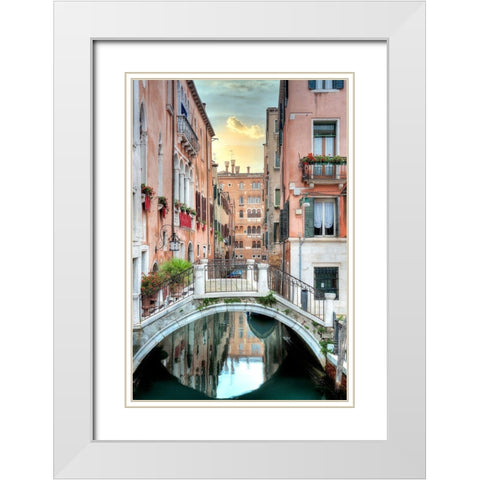 Venetian Canale #20 White Modern Wood Framed Art Print with Double Matting by Blaustein, Alan