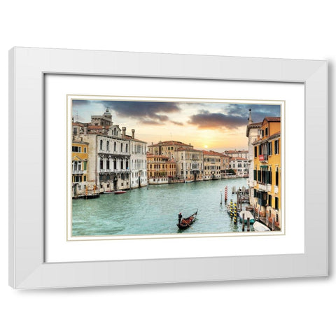 Gran Canal Vista At Dusk #10 White Modern Wood Framed Art Print with Double Matting by Blaustein, Alan