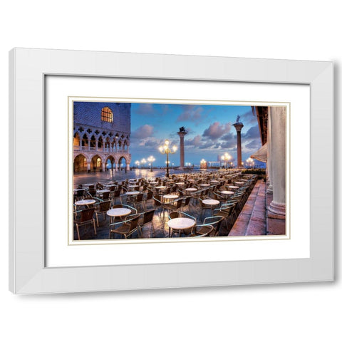 Piazza San Marco Sunrise #21 White Modern Wood Framed Art Print with Double Matting by Blaustein, Alan