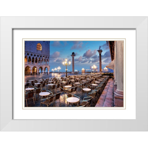 Piazza San Marco Sunrise #21 White Modern Wood Framed Art Print with Double Matting by Blaustein, Alan