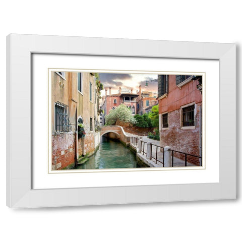 Venetian Canale #9 White Modern Wood Framed Art Print with Double Matting by Blaustein, Alan
