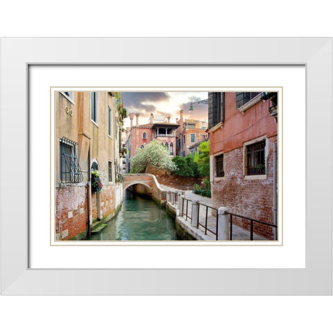 Venetian Canale #9 White Modern Wood Framed Art Print with Double Matting by Blaustein, Alan