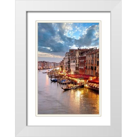 Grande Canal Vista At Dusk #1 White Modern Wood Framed Art Print with Double Matting by Blaustein, Alan
