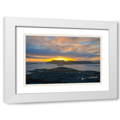 Wickaninnish Sunset White Modern Wood Framed Art Print with Double Matting by Burdick, Chuck