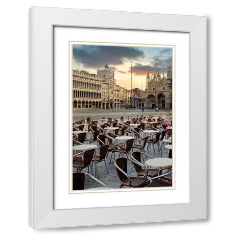 Piazza San Marco Sunrise #8 White Modern Wood Framed Art Print with Double Matting by Blaustein, Alan