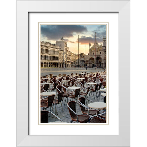 Piazza San Marco Sunrise #8 White Modern Wood Framed Art Print with Double Matting by Blaustein, Alan