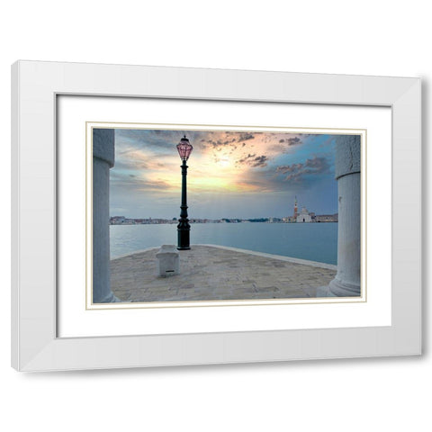 Gran Canale Sunrise #1 White Modern Wood Framed Art Print with Double Matting by Blaustein, Alan