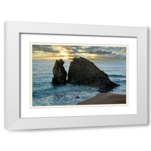 Monterosso Seaside #5 White Modern Wood Framed Art Print with Double Matting by Blaustein, Alan