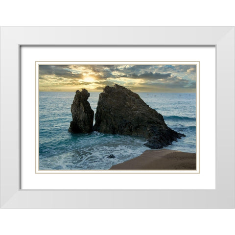 Monterosso Seaside #5 White Modern Wood Framed Art Print with Double Matting by Blaustein, Alan