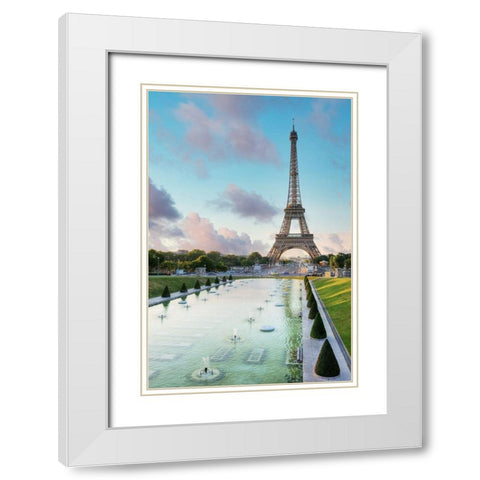 Eiffel Tower View I White Modern Wood Framed Art Print with Double Matting by Blaustein, Alan