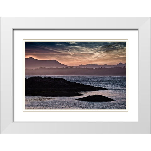 Sunset Glow at Wickaninnish Beach White Modern Wood Framed Art Print with Double Matting by Burdick, Chuck