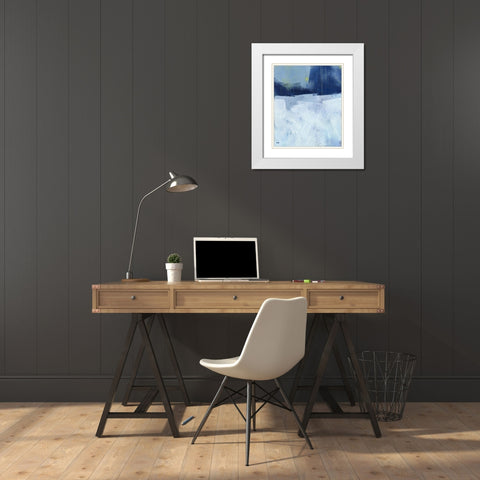 Blue Sticks White Modern Wood Framed Art Print with Double Matting by Bailey, Paul
