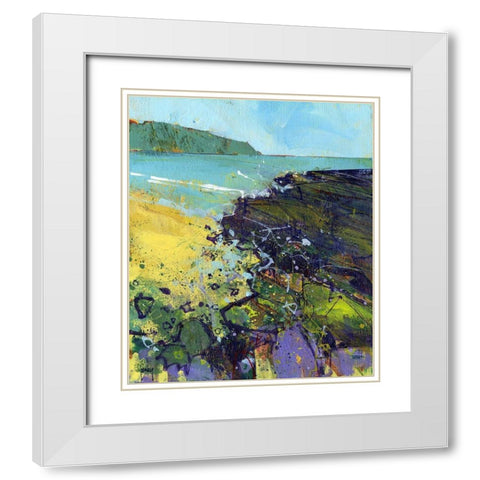 Clarach Bay White Modern Wood Framed Art Print with Double Matting by Bailey, Paul