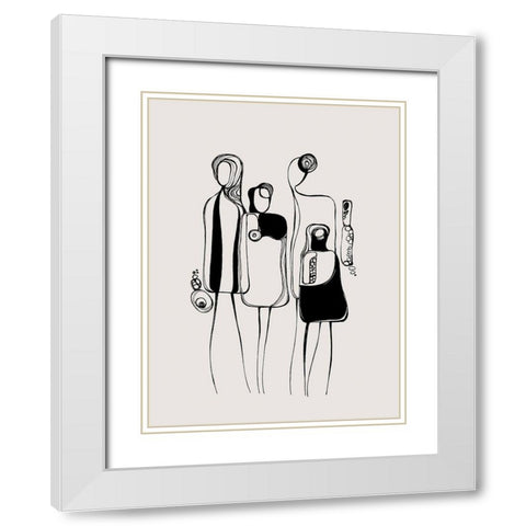 Pod People Amis White Modern Wood Framed Art Print with Double Matting by Banerjee, Ishita