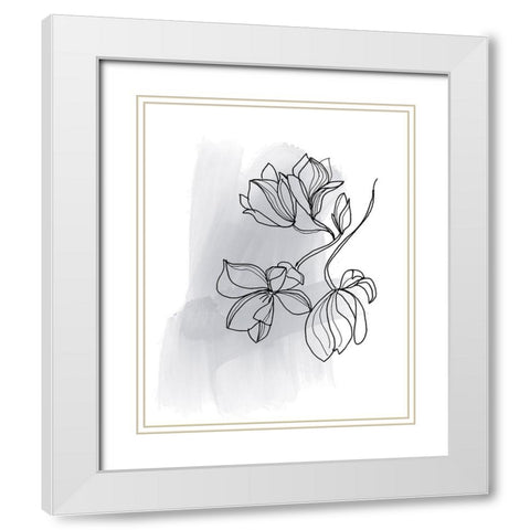 Botanique en Gris 1 White Modern Wood Framed Art Print with Double Matting by Baker, Bronwyn