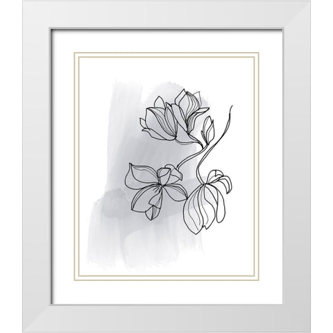 Botanique en Gris 1 White Modern Wood Framed Art Print with Double Matting by Baker, Bronwyn