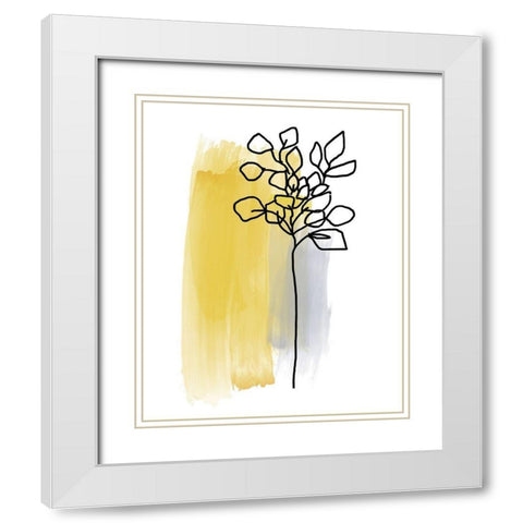 Botanique en Gris 3 White Modern Wood Framed Art Print with Double Matting by Baker, Bronwyn