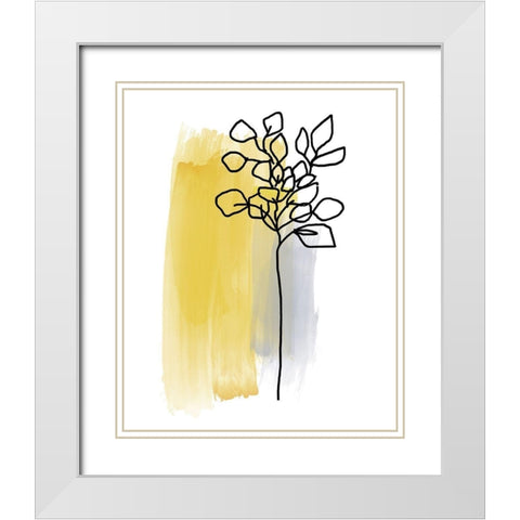 Botanique en Gris 3 White Modern Wood Framed Art Print with Double Matting by Baker, Bronwyn