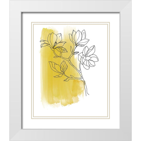 Botanique en Jaune 1 White Modern Wood Framed Art Print with Double Matting by Baker, Bronwyn