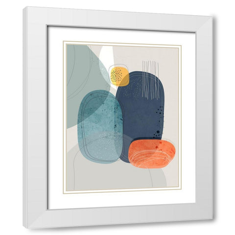 Rocks Duo 01 White Modern Wood Framed Art Print with Double Matting by Banerjee, Ishita