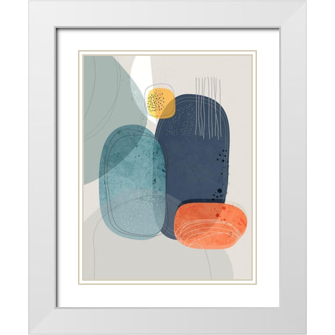 Rocks Duo 01 White Modern Wood Framed Art Print with Double Matting by Banerjee, Ishita