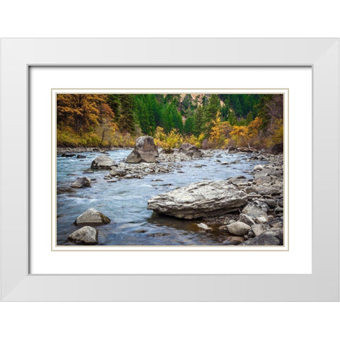 Rocky River White Modern Wood Framed Art Print with Double Matting by Broom, Michael