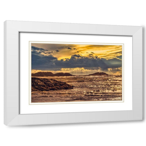 Golden Sunset White Modern Wood Framed Art Print with Double Matting by Burdick, Chuck