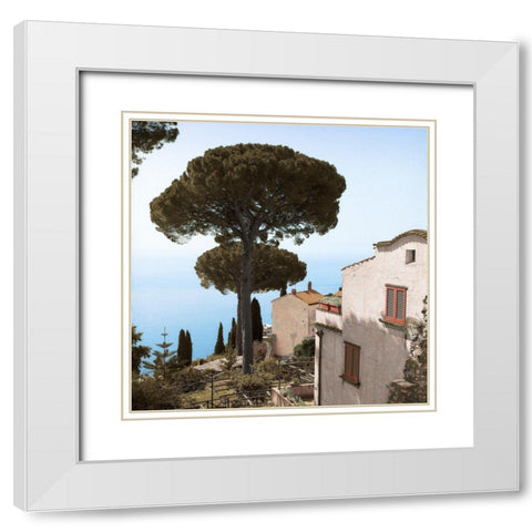 Amalfi Coastal Villas White Modern Wood Framed Art Print with Double Matting by Blaustein, Alan