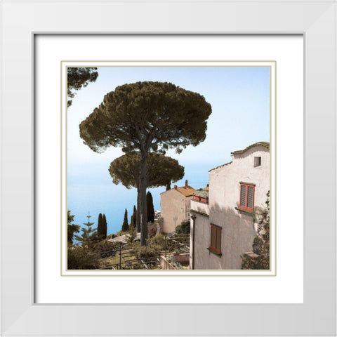 Amalfi Coastal Villas White Modern Wood Framed Art Print with Double Matting by Blaustein, Alan