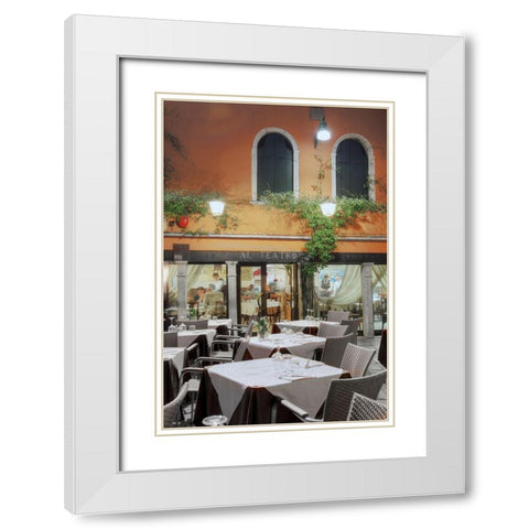 Al Teatro Cafe-Venezia White Modern Wood Framed Art Print with Double Matting by Blaustein, Alan