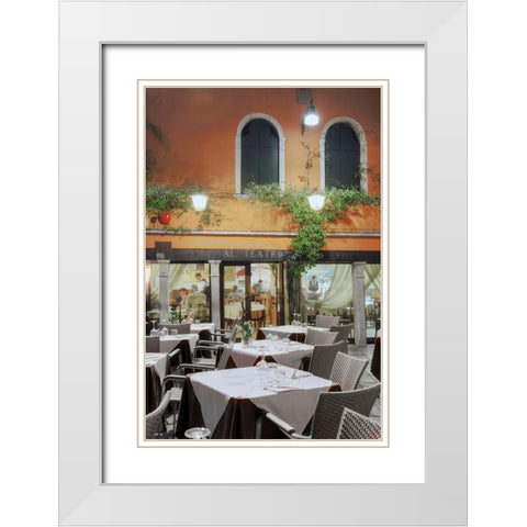 Al Teatro Cafe-Venezia White Modern Wood Framed Art Print with Double Matting by Blaustein, Alan