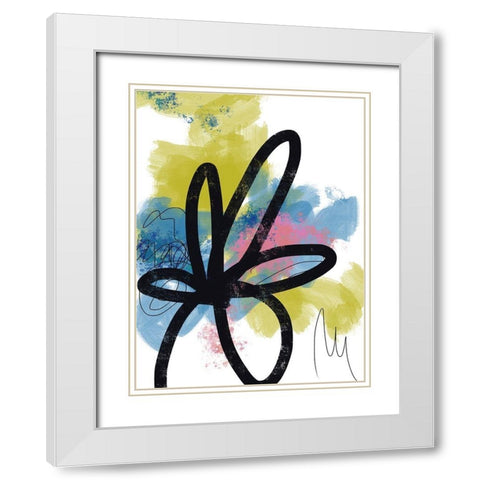 Pop Flower No. 1 White Modern Wood Framed Art Print with Double Matting by Baker, Bronwyn