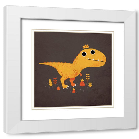 Tyrant Lizard King White Modern Wood Framed Art Print with Double Matting by Buxton, Michael