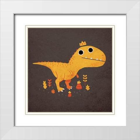 Tyrant Lizard King White Modern Wood Framed Art Print with Double Matting by Buxton, Michael